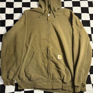 Carhartt Olive Zip Hoodie with Logo Patch